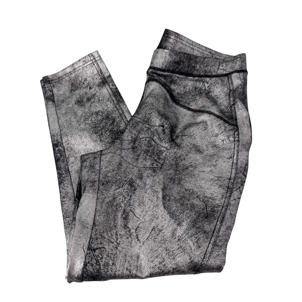 Free People Silver Metallic Crackle High Waisted Leggings Womens‎ Size Medium